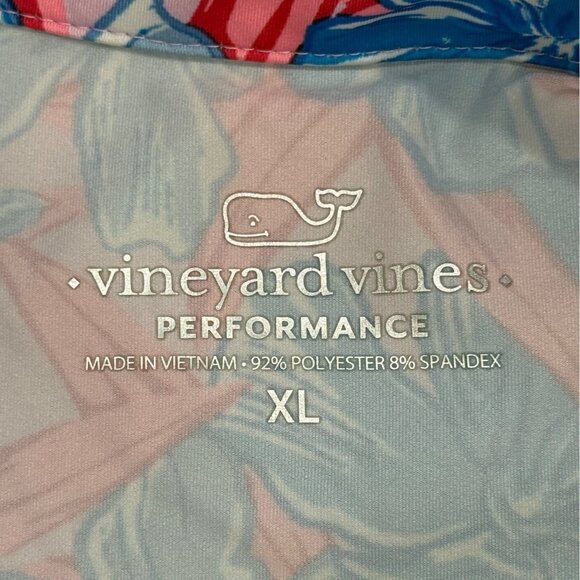 Vineyard Vines Performance Polo Shirt Floral Blue Red Hawaiian Mens Size XL - Picture 3 of 5